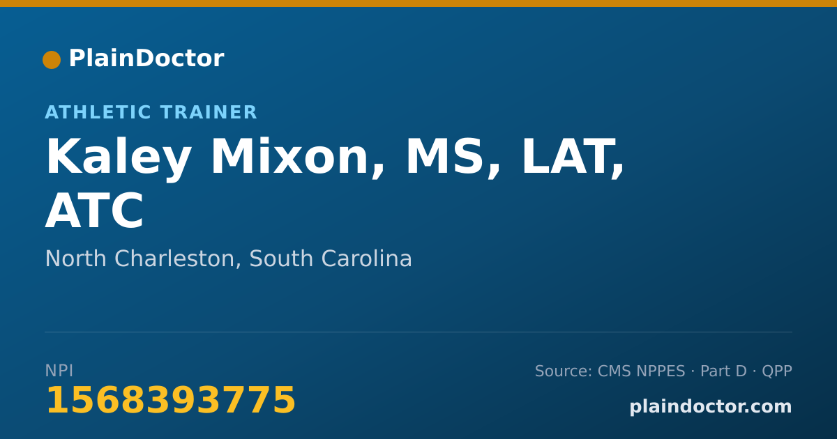 Shareable card for Kaley Mixon, MS, LAT, ATC - Athletic Trainer, North Charleston, SC