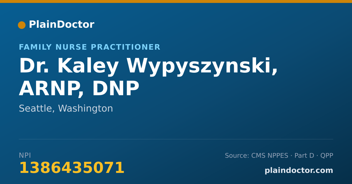 Shareable card for Kaley Wypyszynski, ARNP, DNP - Family Nurse Practitioner, Seattle, WA