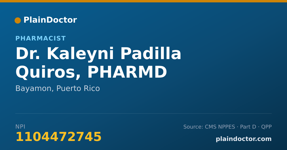 Shareable card for Kaleyni Padilla Quiros, PHARMD - Pharmacist, Bayamon, PR