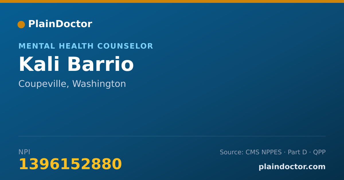 Shareable card for Kali Barrio - Mental Health Counselor, Coupeville, WA