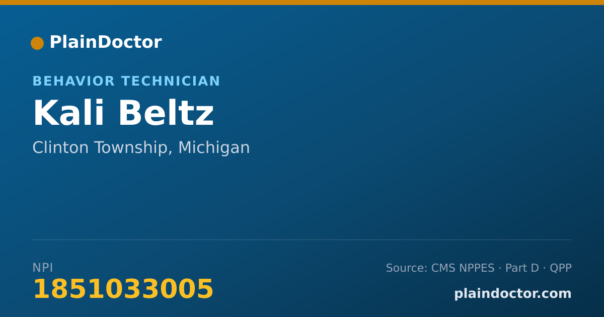 Shareable card for Kali Beltz - Behavior Technician, Clinton Township, MI