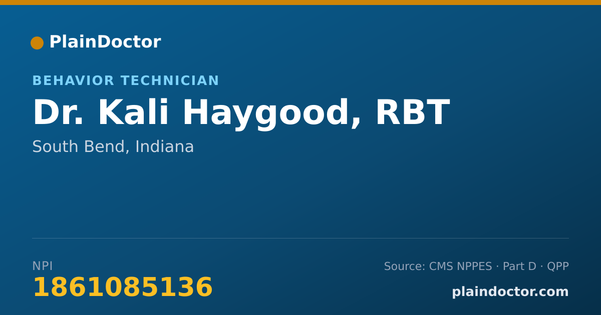 Shareable card for Kali Haygood, RBT - Behavior Technician, South Bend, IN