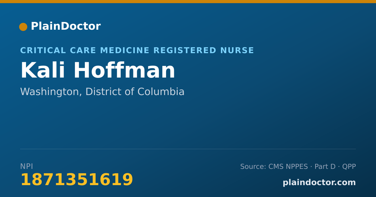 Shareable card for Kali Hoffman - Critical Care Medicine Registered Nurse, Washington, DC
