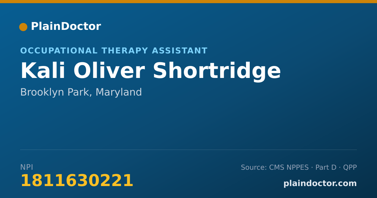Shareable card for Kali Oliver Shortridge - Occupational Therapy Assistant, Brooklyn Park, MD
