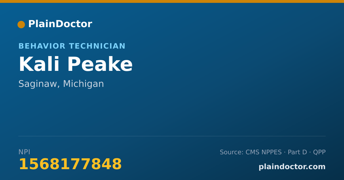 Shareable card for Kali Peake - Behavior Technician, Saginaw, MI