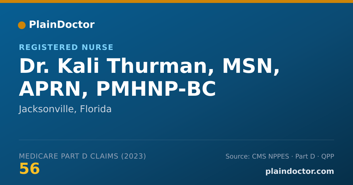 Shareable card for Kali Thurman, MSN, APRN, PMHNP-BC - Registered Nurse, Jacksonville, FL