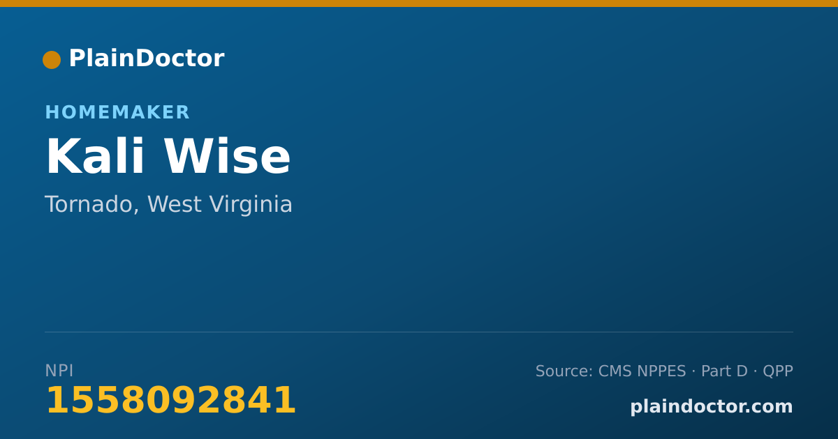 Shareable card for Kali Wise - Homemaker, Tornado, WV