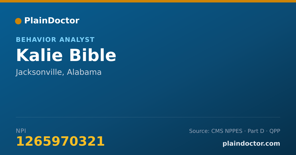 Shareable card for Kalie Bible - Behavior Analyst, Jacksonville, AL