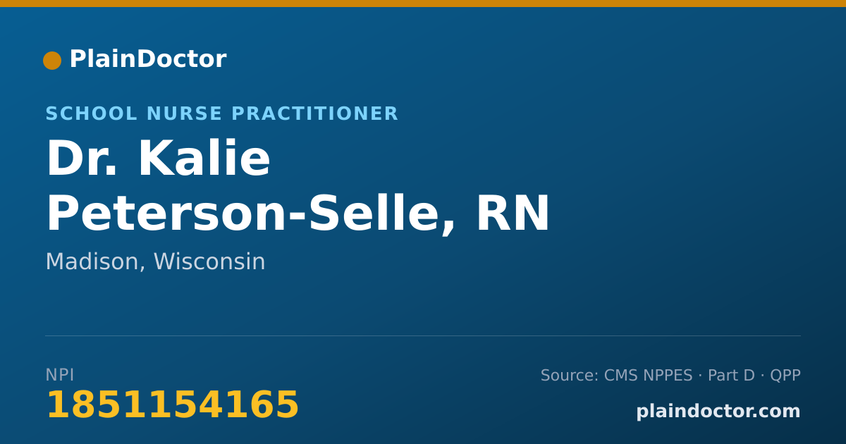 Shareable card for Kalie Peterson-Selle, RN - School Nurse Practitioner, Madison, WI