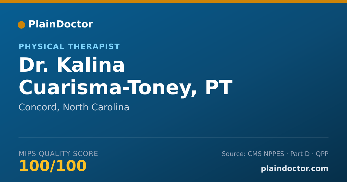 Shareable card for Kalina Cuarisma-Toney, PT - Physical Therapist, Concord, NC