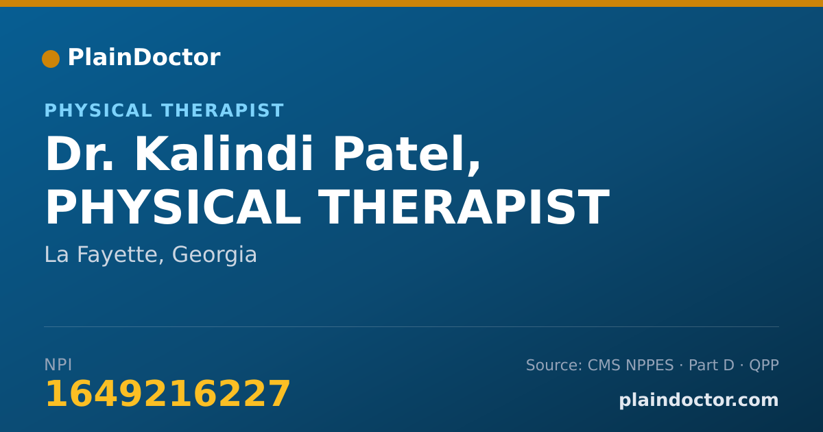 Shareable card for Kalindi Patel, PHYSICAL THERAPIST - Physical Therapist, La Fayette, GA
