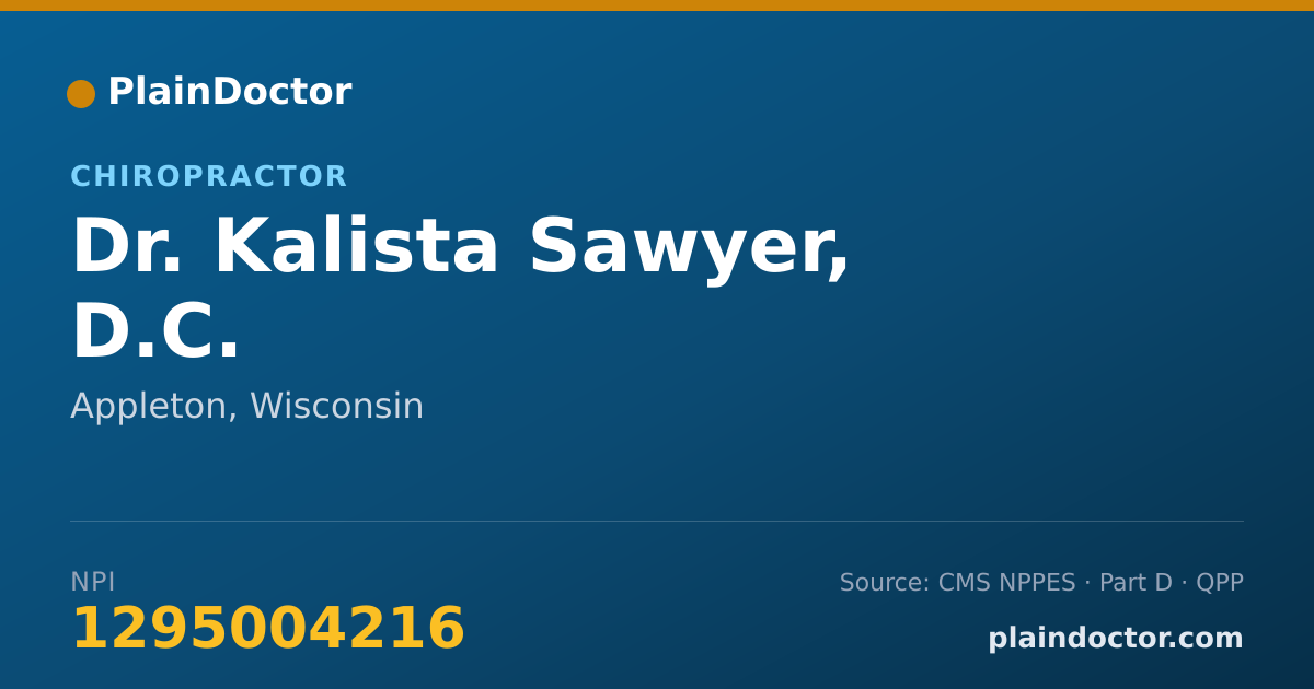 Shareable card for Kalista Sawyer, D.C. - Chiropractor, Appleton, WI