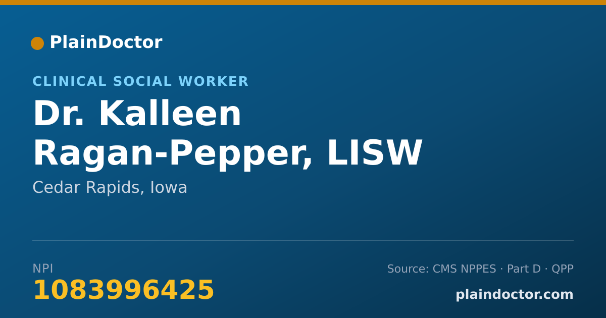 Shareable card for Kalleen Ragan-Pepper, LISW - Clinical Social Worker, Cedar Rapids, IA