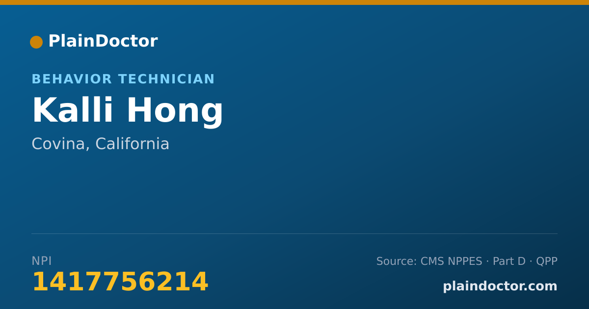 Shareable card for Kalli Hong - Behavior Technician, Covina, CA