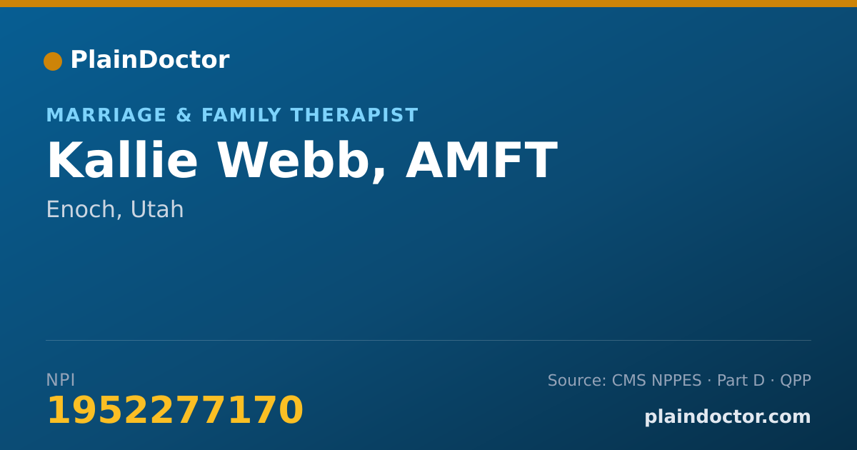 Shareable card for Kallie Webb, AMFT - Marriage & Family Therapist, Enoch, UT