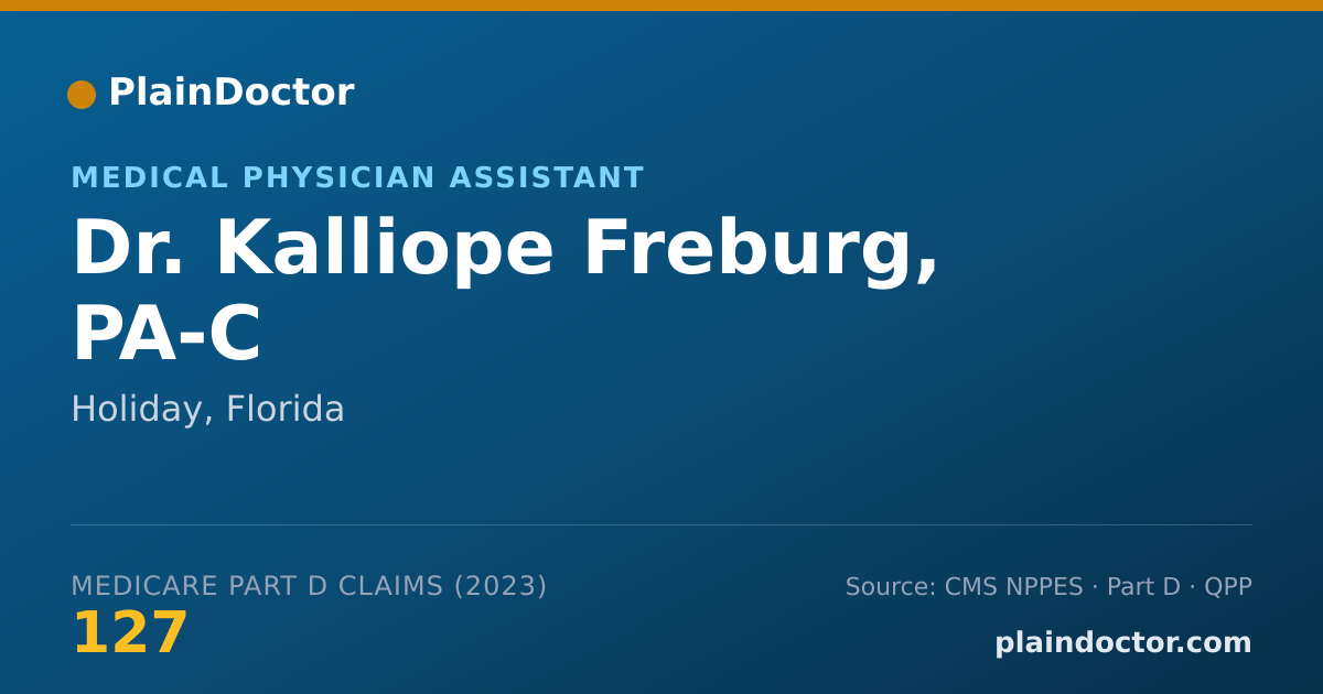 Shareable card for Kalliope Freburg, PA-C - Medical Physician Assistant, Holiday, FL