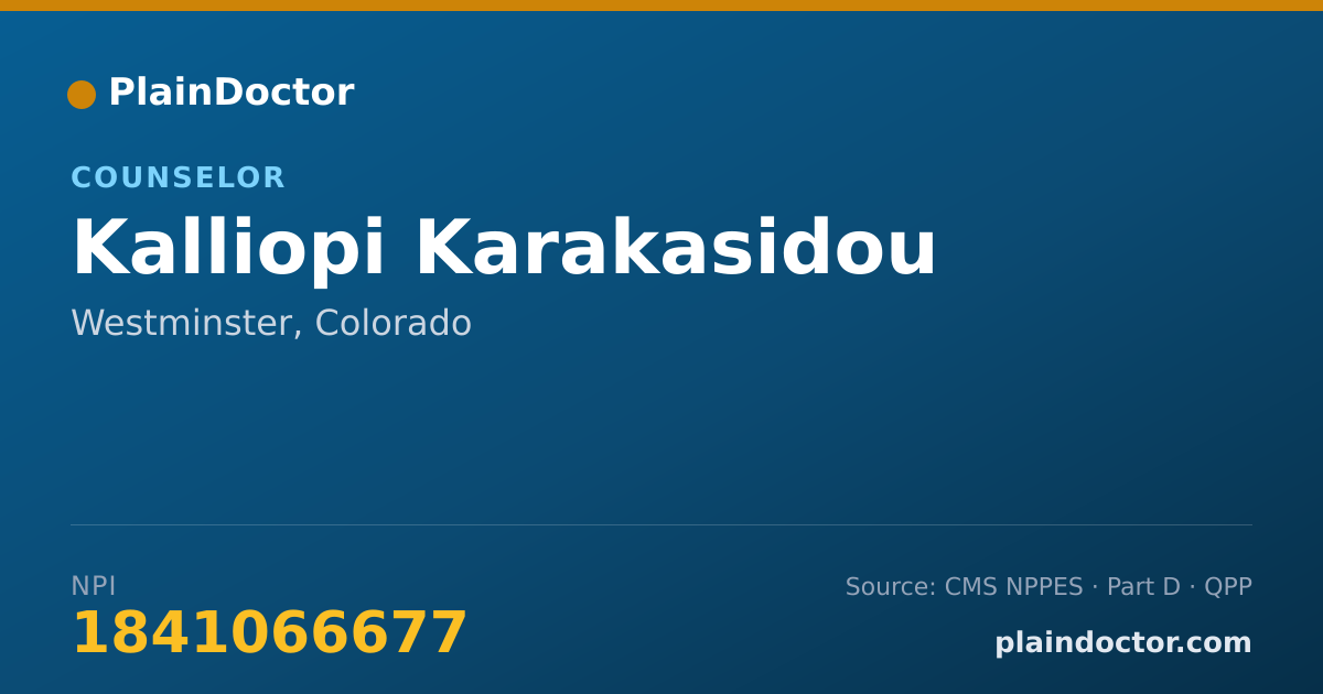 Shareable card for Kalliopi Karakasidou - Counselor, Westminster, CO