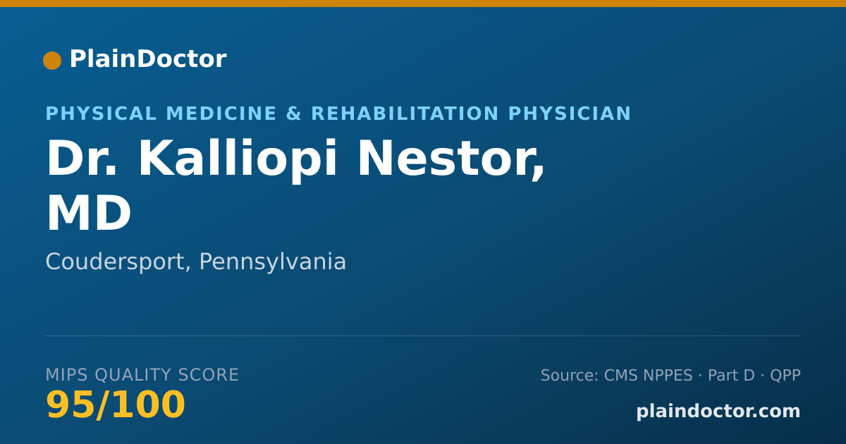 Shareable card for Kalliopi Nestor, MD - Physical Medicine & Rehabilitation Physician, Coudersport, PA