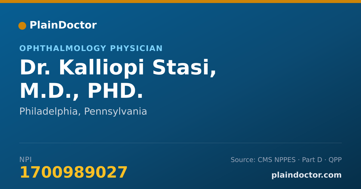 Shareable card for Kalliopi Stasi, M.D., PHD. - Ophthalmology Physician, Philadelphia, PA