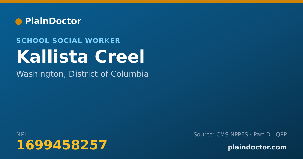 Shareable card for Kallista Creel - School Social Worker, Washington, DC