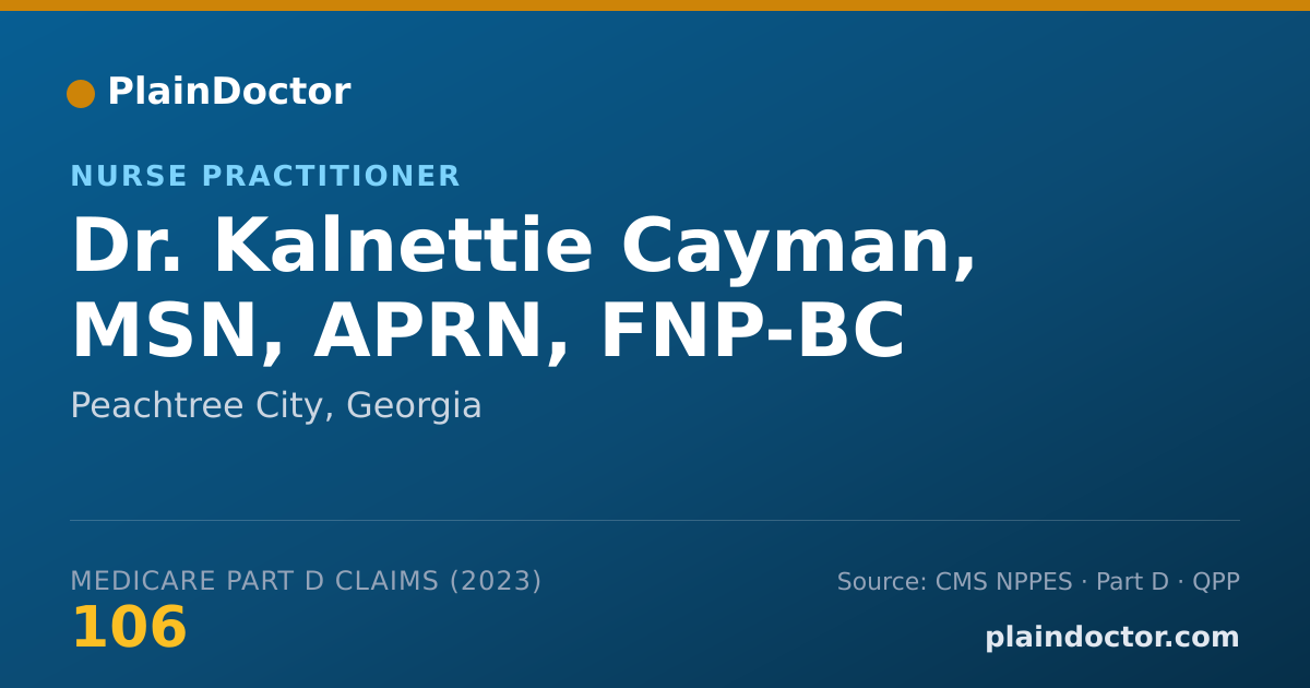 Shareable card for Kalnettie Cayman, MSN, APRN, FNP-BC - Nurse Practitioner, Peachtree City, GA