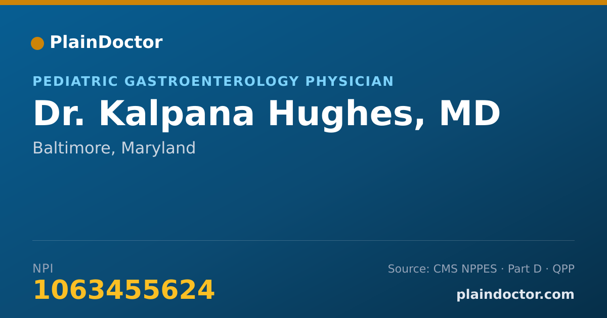 Shareable card for Kalpana Hughes, MD - Pediatric Gastroenterology Physician, Baltimore, MD