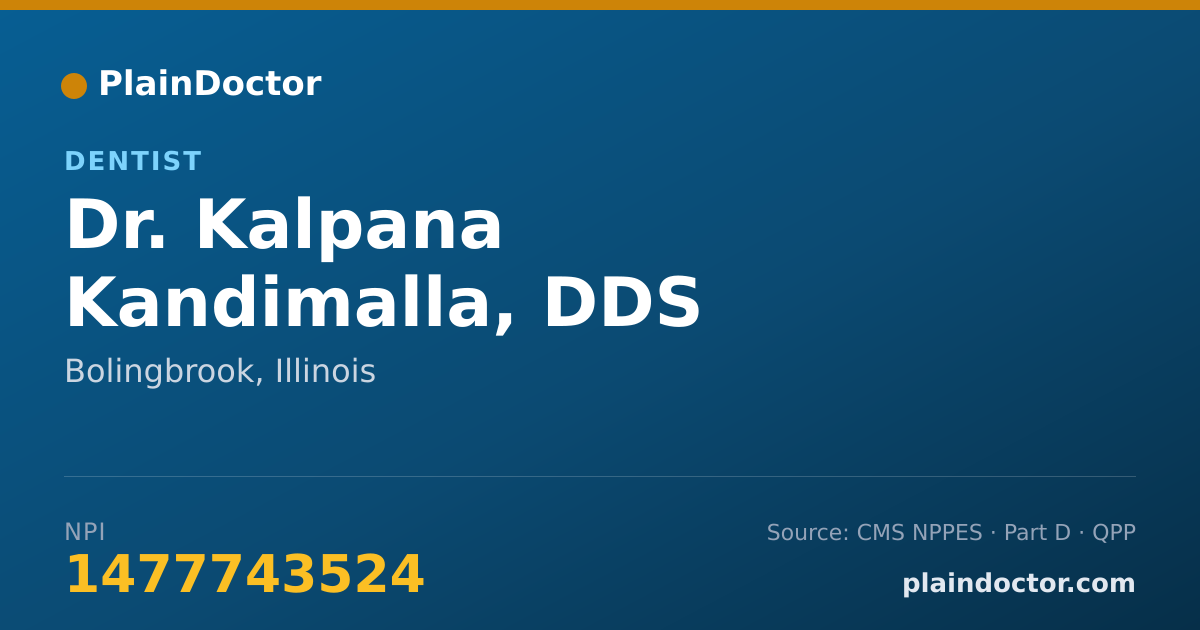Shareable card for Kalpana Kandimalla, DDS - Dentist, Bolingbrook, IL