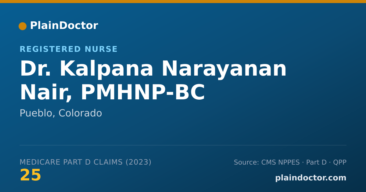 Shareable card for Kalpana Narayanan Nair, PMHNP-BC - Registered Nurse, Pueblo, CO