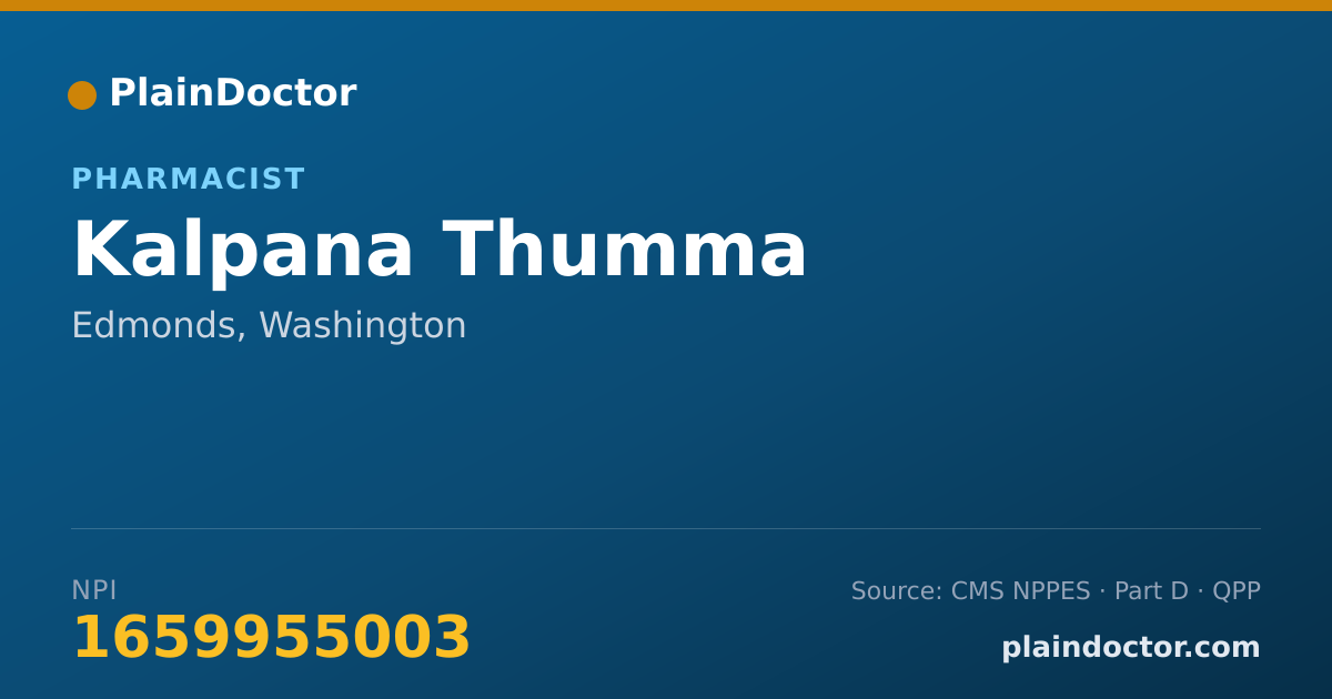 Shareable card for Kalpana Thumma - Pharmacist, Edmonds, WA