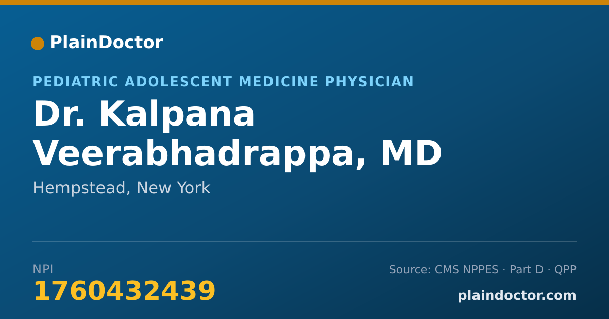 Shareable card for Kalpana Veerabhadrappa, MD - Pediatric Adolescent Medicine Physician, Hempstead, NY