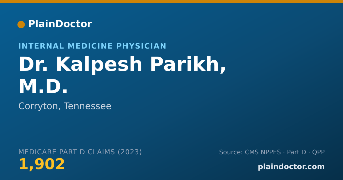 Shareable card for Kalpesh Parikh, M.D. - Internal Medicine Physician, Corryton, TN