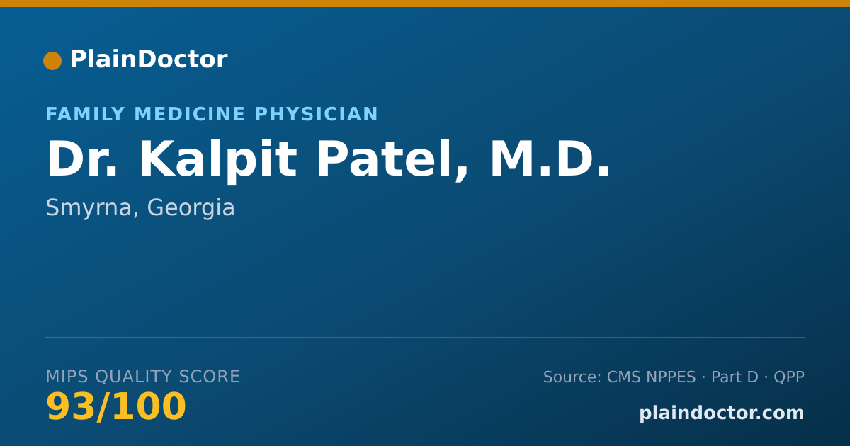 Shareable card for Kalpit Patel, M.D. - Family Medicine Physician, Smyrna, GA