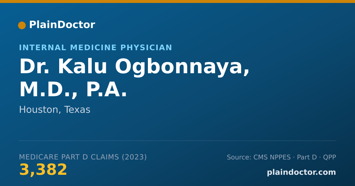 Shareable card for Kalu Ogbonnaya, M.D., P.A. - Internal Medicine Physician, Houston, TX