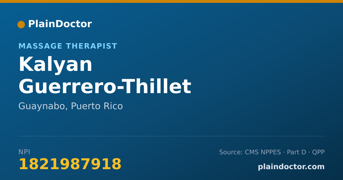 Shareable card for Kalyan Guerrero-Thillet - Massage Therapist, Guaynabo, PR