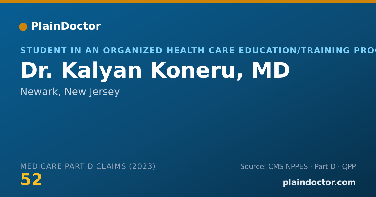 Shareable card for Kalyan Koneru, MD - Student in an Organized Health Care Education/Training Program, Newark, NJ