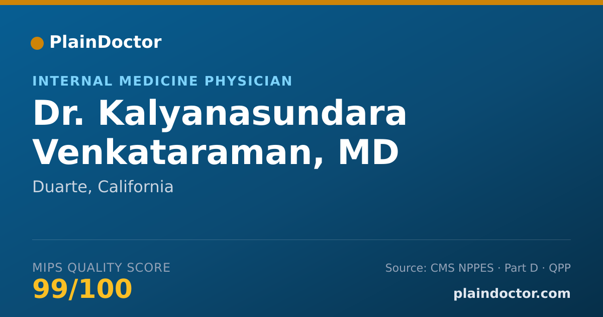 Shareable card for Kalyanasundara Venkataraman, MD - Internal Medicine Physician, Duarte, CA