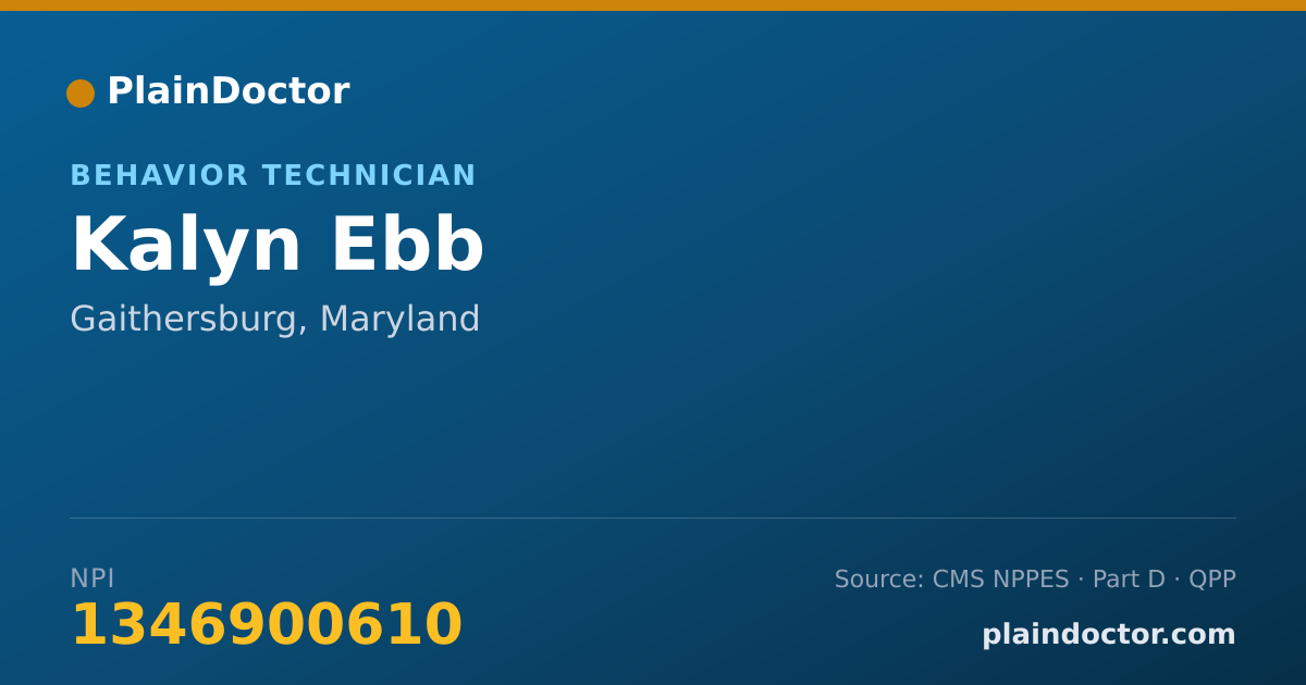 Shareable card for Kalyn Ebb - Behavior Technician, Gaithersburg, MD