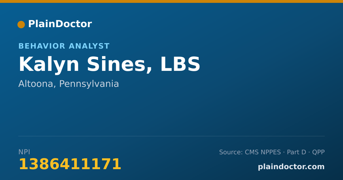 Shareable card for Kalyn Sines, LBS - Behavior Analyst, Altoona, PA