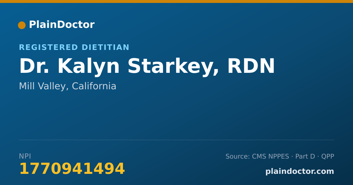 Shareable card for Kalyn Starkey, RDN - Registered Dietitian, Mill Valley, CA