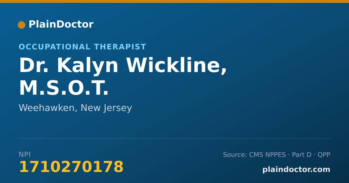 Shareable card for Kalyn Wickline, M.S.O.T. - Occupational Therapist, Weehawken, NJ