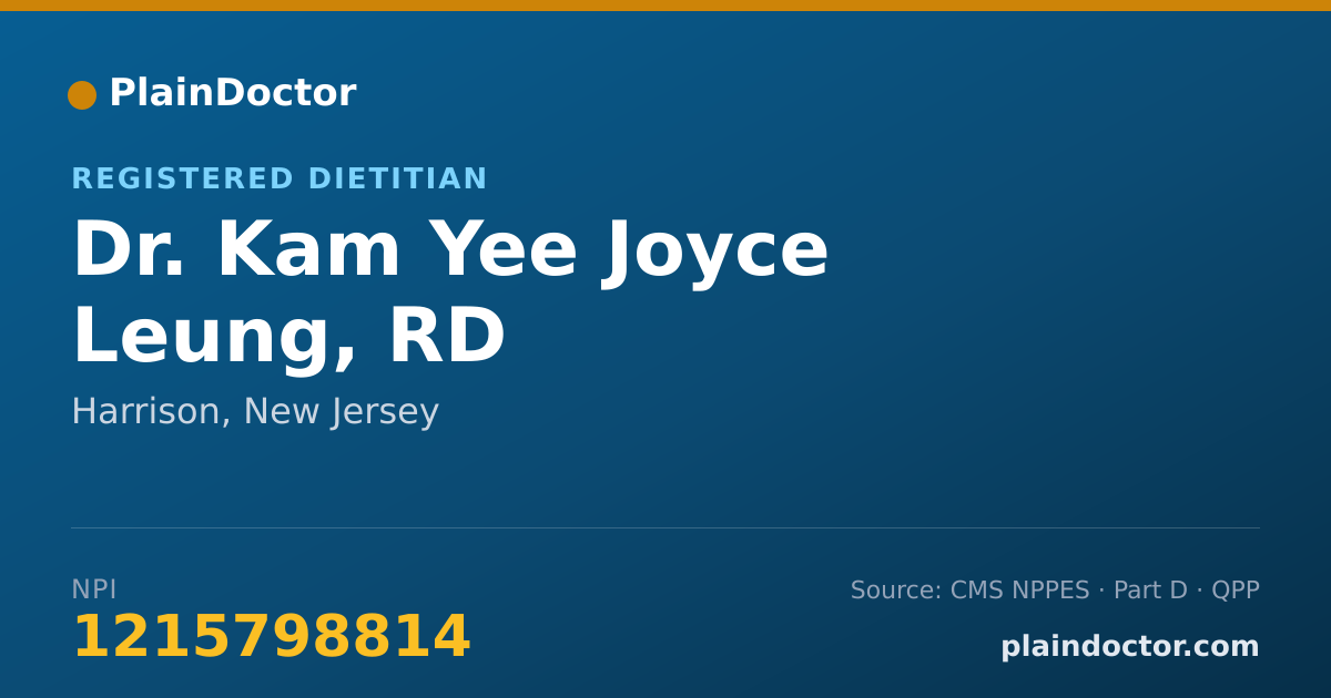 Shareable card for Kam Yee Joyce Leung, RD - Registered Dietitian, Harrison, NJ