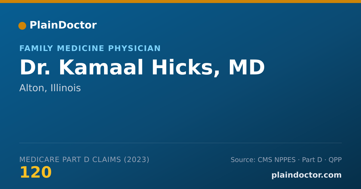 Shareable card for Kamaal Hicks, MD - Family Medicine Physician, Alton, IL