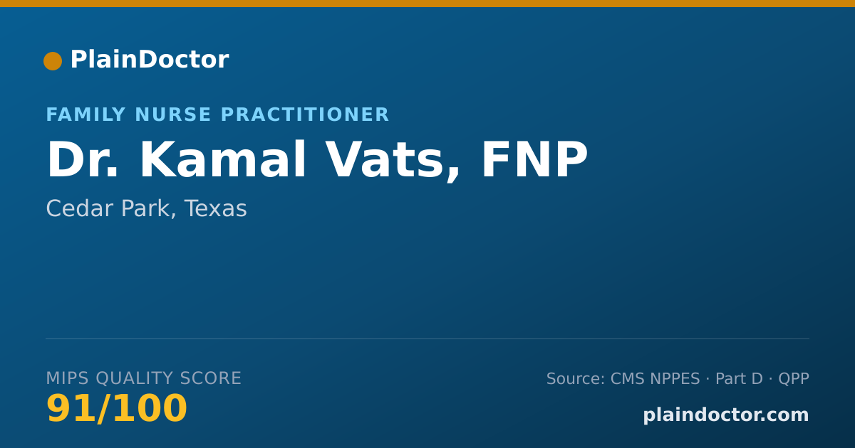 Shareable card for Kamal Vats, FNP - Family Nurse Practitioner, Cedar Park, TX