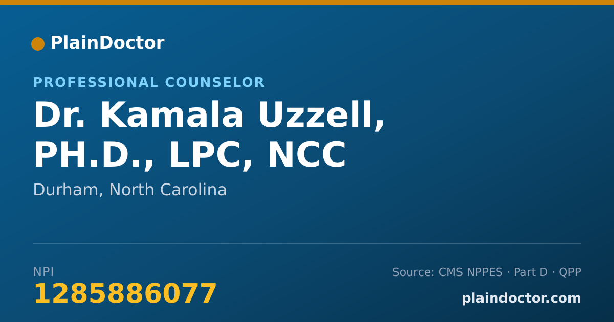 Shareable card for Kamala Uzzell, PH.D., LPC, NCC - Professional Counselor, Durham, NC
