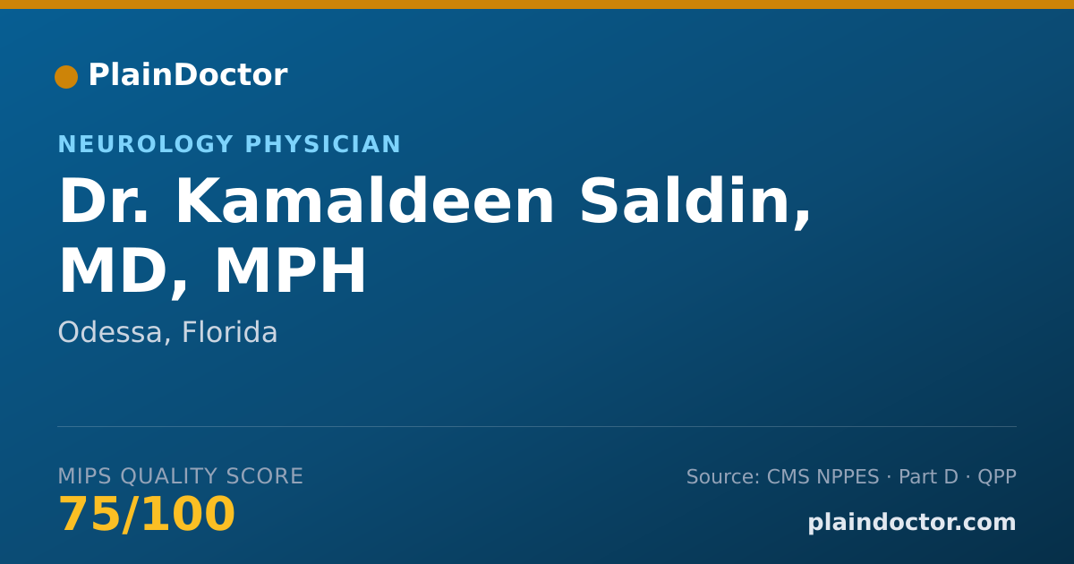 Shareable card for Kamaldeen Saldin, MD, MPH - Neurology Physician, Odessa, FL