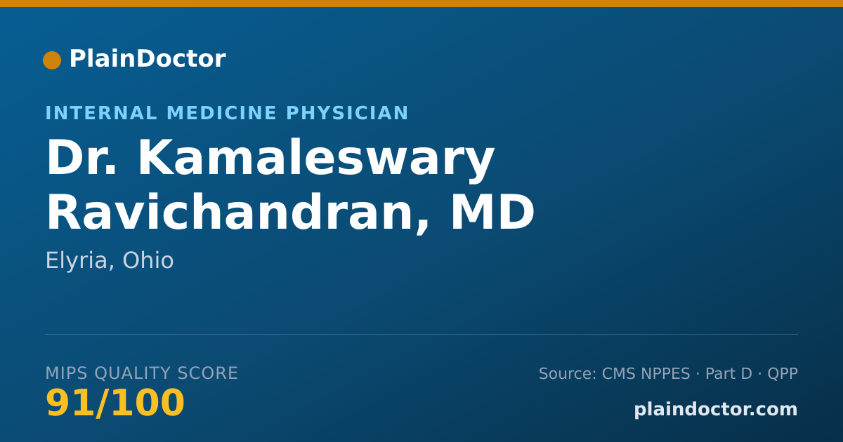 Shareable card for Kamaleswary Ravichandran, MD - Internal Medicine Physician, Elyria, OH