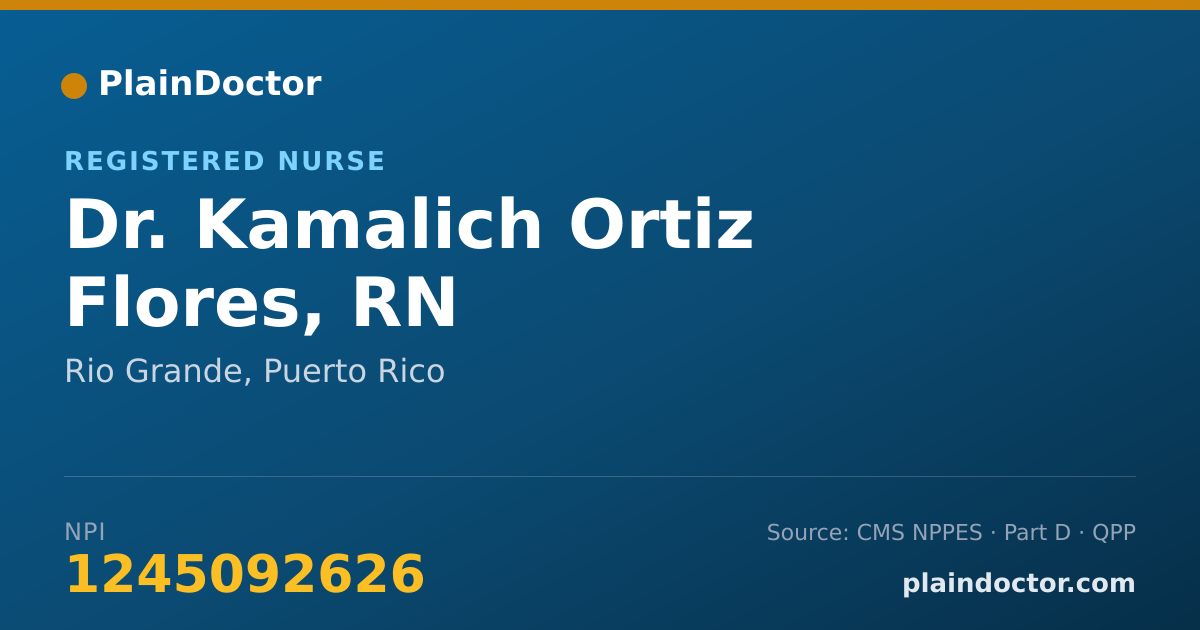 Shareable card for Kamalich Ortiz Flores, RN - Registered Nurse, Rio Grande, PR