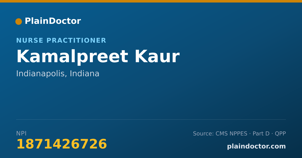 Shareable card for Kamalpreet Kaur - Nurse Practitioner, Indianapolis, IN