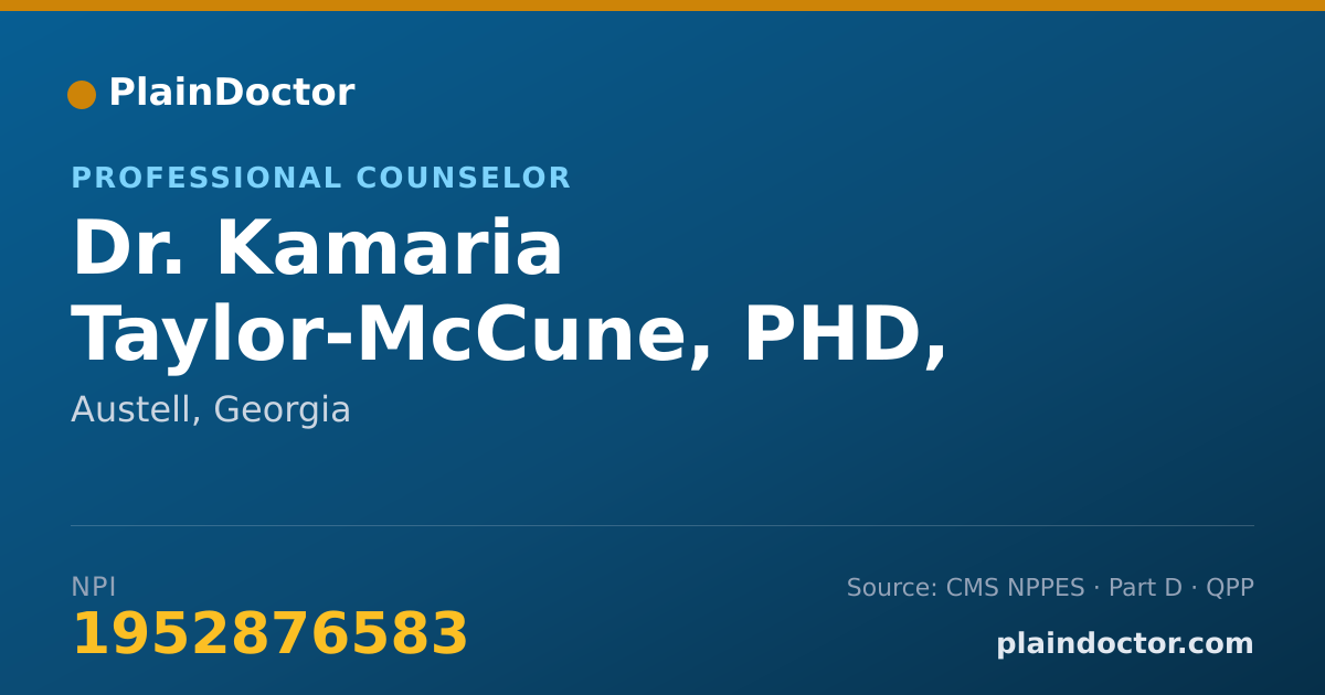 Shareable card for Kamaria Taylor-McCune, PHD, LPC - Professional Counselor, Austell, GA