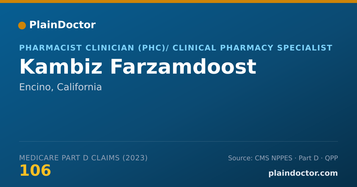 Shareable card for Kambiz Farzamdoost - Pharmacist Clinician (PhC)/ Clinical Pharmacy Specialist, Encino, CA
